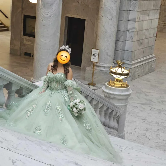 Green Quinceañera Dress - Picture 5 of 8